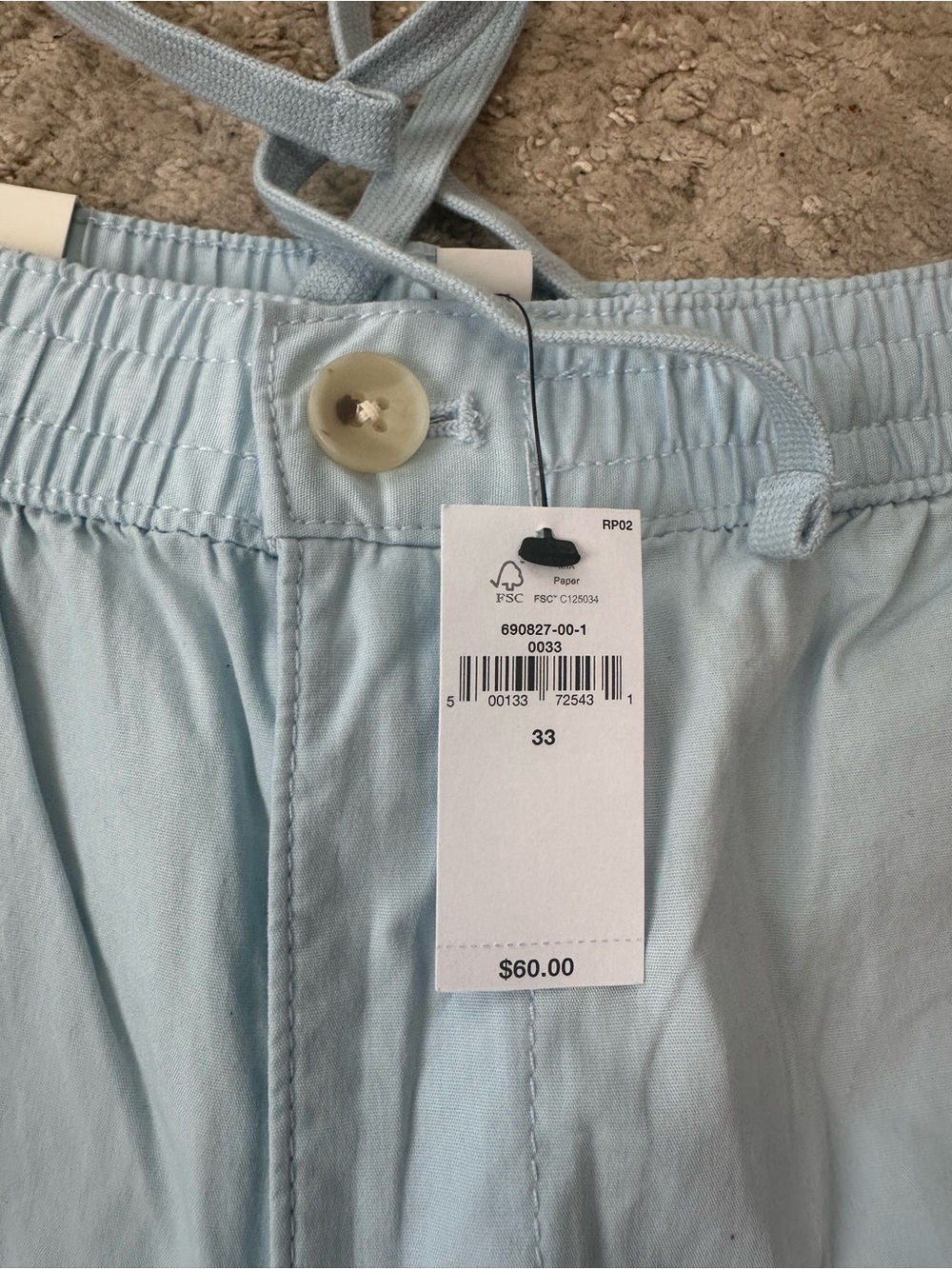 Banana Republic Light Blue Elastic Waist Summer Shorts Size 33 5”inseam - Picture 3 of 4